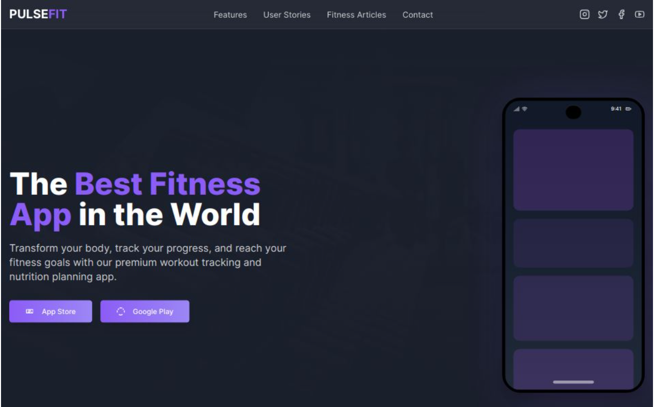 Website Template For a Fitness App